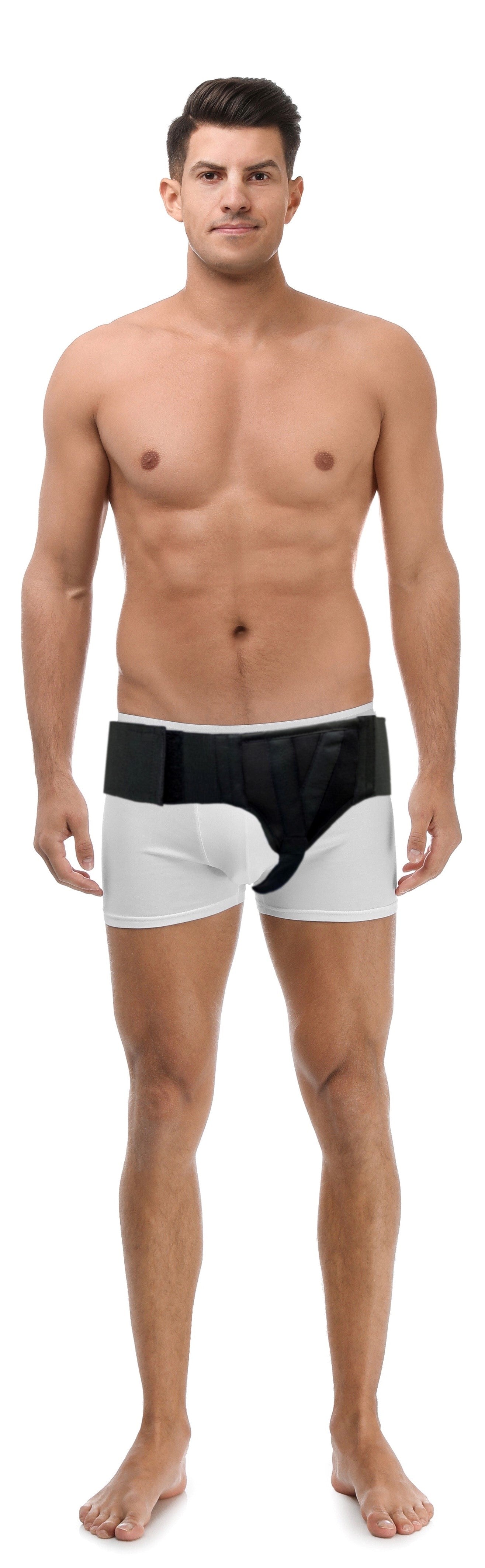 FlexaMed Inguinal Hernia Groin Belt Black | Made in the USA | Left, Right or Bilateral Inguinal Hernia Compression.  Measure widest part of your hips.  