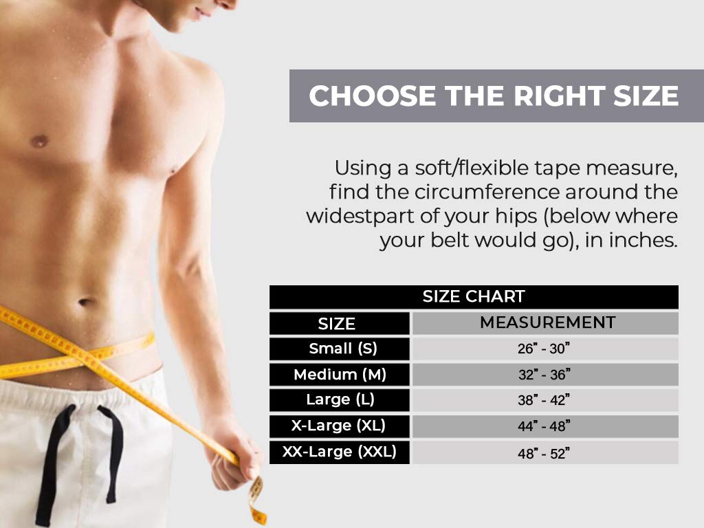 FlexaMed Inguinal Hernia Groin Belt Black | Made in the USA | Left, Right or Bilateral Inguinal Hernia Compression.  Measure widest part of your hips. 