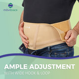 Ideal support for hanging belly, weak abdominal and lower back muscles due to injury, inactivity, abdominal and lower back surgery Recommended for pendulous abdomen, panniculus, postparum recovery, hanging skin or excess stomach fat. Ample Adjustments with wide hook and loop. High Quality.  Movibrace.  Postpartum Support.  Ample Ajustment. High Quality 