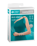 Tonus Elast Lymphedema Post Mastectomy Compression Arm Sleeve w/ Shoulder Strap and Glove Medical Class II 23-32 mmHg.  Tonus Elast sold by FlexaMed.  Arm Sleeve with shoulder strap and gauntlet