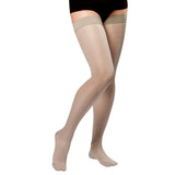 Thigh High Non slip Compression Stockings  Anti-embolism compression stockings increase blood flow and prevent swelling, especially during long flights, sitting or standing for long periods of time  Recommended for the treatment of chronic venous insufficiency, varicose veins, heavy foot syndrome, leg swelling and edema  Made in Latvia with certified European medical compression materials