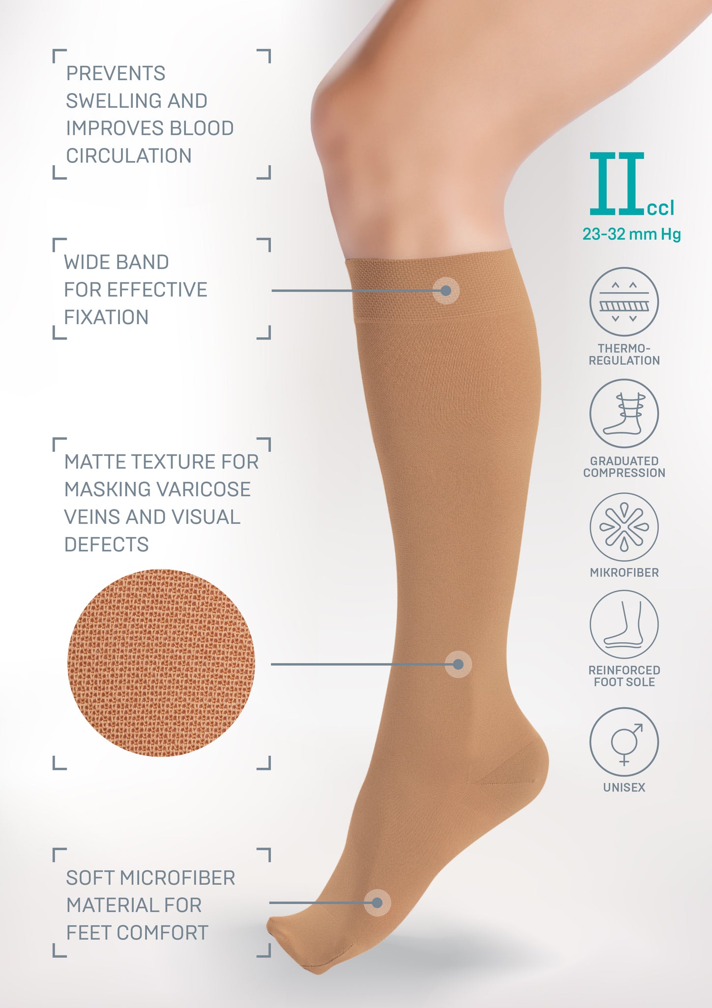 Tonus Elast Knee-High Medical Compression Stockings - Closed Toe