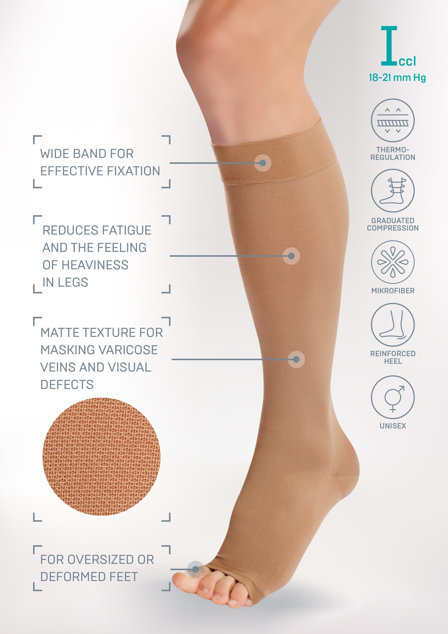 Tonus Elast Knee-High Medical Compression Stockings - Open Toe